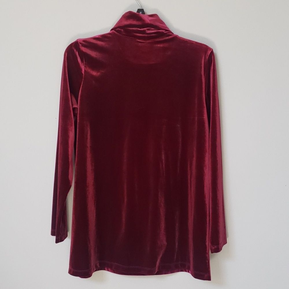 Tog Shop Top Womens M Red Velvet Tunic Cowl Neck Holiday Comfortable Modest - Picture 3 of 6